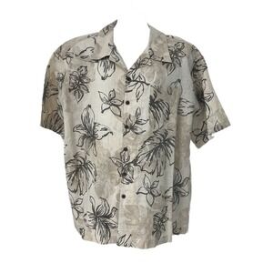 Men's Size 3XL Panama Jack Tan Beige Floral Hawaiian Shirt